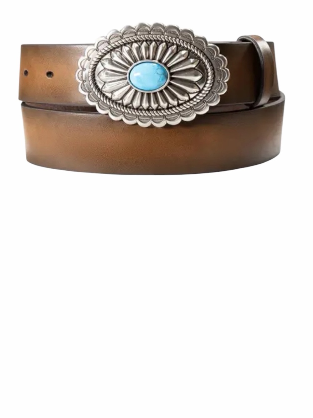 NWOT ARIAT Women's Leather Belts with Oval Turquoise Stone Buckle Size XL